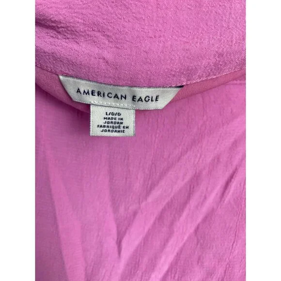 American Eagle Side Tie Wrap Midi Skirt Pink Women Large Barbie High Low Lined - Picture 3 of 12
